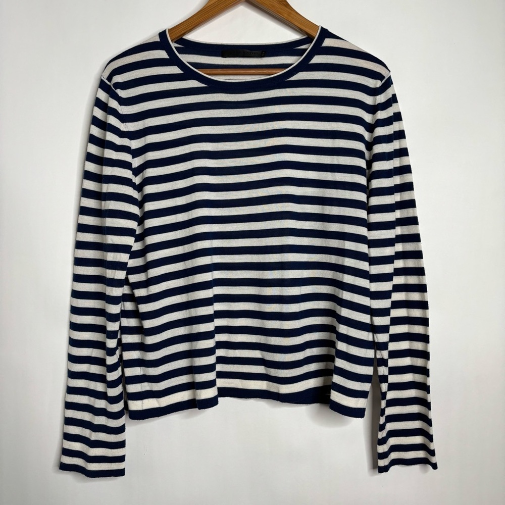 Jenni Kayne Navy & White Striped Crewneck Sweater